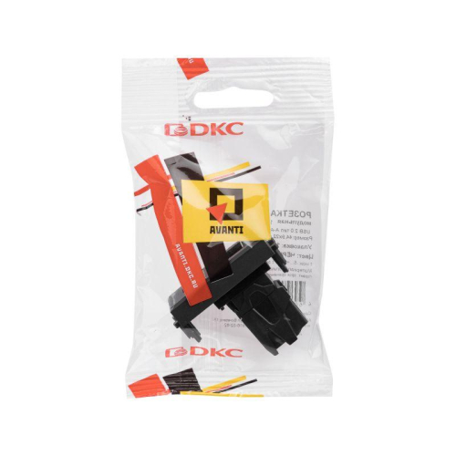 Розетка USB 2.0 1мод. Avanti "Черный матовый" тип А-А модульная DKC 4412401 фото 3