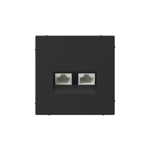 Розетка компьютерная 2-м ArtGallery RJ45 + RJ45 кат.5E механизм карбон SE GAL001085