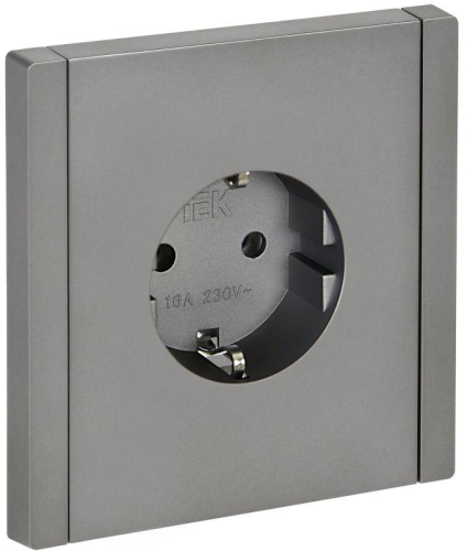 Розетка СП FORTE&PIANO FP514 16А с заземл. без защ. шторок безвинт. крепл. сталь IEK FP-R11-16-1-K46