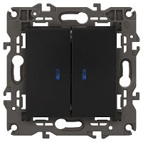 Выключатель 2-кл. СП Elegance 14-1105-05 10А IP20 250В 10AX с подсветкой механизм антрацит Эра Б0034241