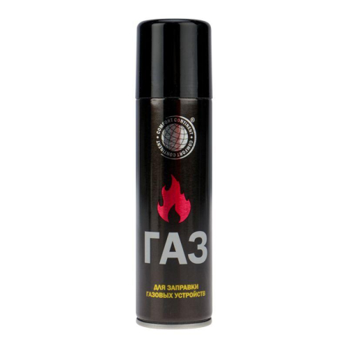 Газ для зажигалок 210куб.см (140мл) 80г с универс. переходником метал. баллон Rexant 09-1429