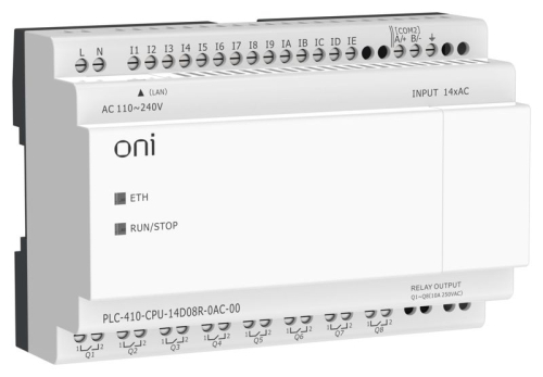 Модуль ЦПУ ПЛК 410 14 DI 8 RO 220В AC с Ethernet портом без экрана ONI PLC-410-CPU-14D08R-0AC-00 Модуль ЦПУ ПЛК 410 14 DI 8 RO 220В AC с Ethernet портом без экрана ONI PLC-410-CPU-14D08R-0AC-00