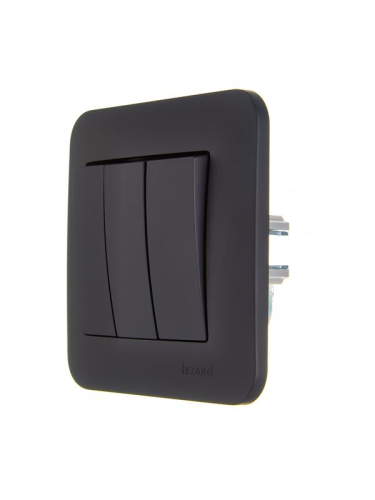 Выключатель 3-кл. 1п СП ASTI 10А IP20 в сборе черн. бархат LEZARD 7081-4242-109 фото 4