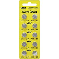 Элемент питания щелочной кнопочный LR44/AG13 (блист.10шт) IEK ABT-LR44-OP-D10