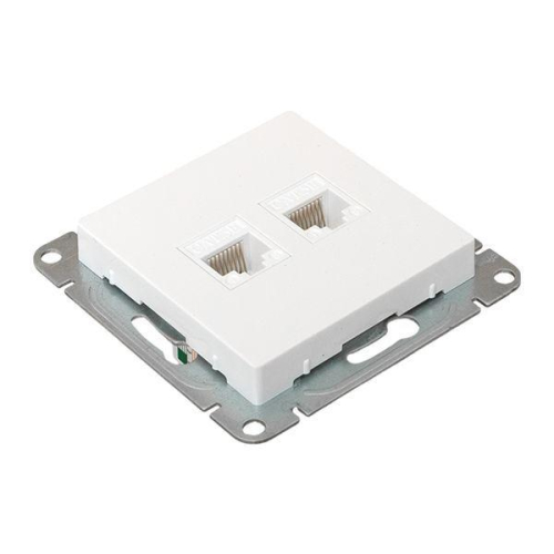 Розетка компьютерная 2-м СП Эпика RJ45 кат.5 механизм бел. EKF UP1-SOW-2RJ45-5 фото 6
