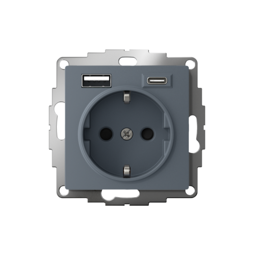 Розетка AtlasDesign 16А с 2-мя заряд. устройствами USB тип A+C 5В/2.4А 2х5В/1.2А механизм грифель SE ATN000732 фото 2 Розетка AtlasDesign 16А с 2-мя заряд. устройствами USB тип A+C 5В/2.4А 2х5В/1.2А механизм грифель SE ATN000732 фото 2