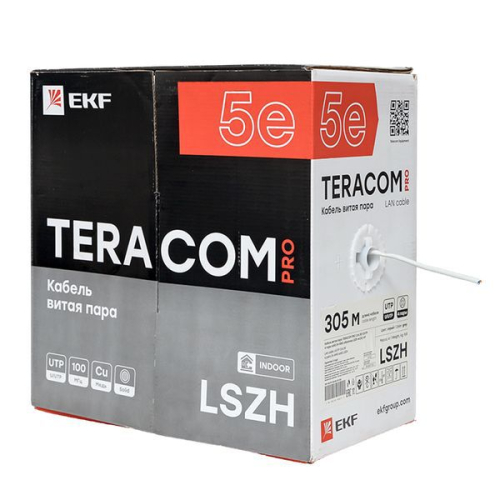 Кабель витая пара U/UTP кат.5E 4 пары 24 AWG solid LSZH нг(А)-HF сер. (м) TERACOM PRO EKF TRP-5EUTP-04LSH-GY-IN3 фото 5 Кабель витая пара U/UTP кат.5E 4 пары 24 AWG solid LSZH нг(А)-HF сер. (м) TERACOM PRO EKF TRP-5EUTP-04LSH-GY-IN3 фото 5