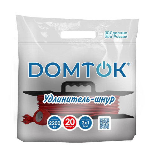 Удлинитель-шнур на рамке 1х20м без заземл. 10А IP20 2.2кВт ПВС 2х1 DOMTOK 2474 фото 2 Удлинитель-шнур на рамке 1х20м без заземл. 10А IP20 2.2кВт ПВС 2х1 DOMTOK 2474 фото 2