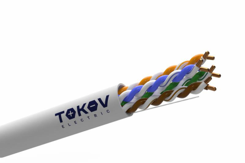 Кабель витая пара U/UTP 4х2х24AWG(0.48мм) кат.5E PVC Fluke tested (м) TOKOV Eletrcic TKE-C06-U/UTP-42-5E-305 фото 2
