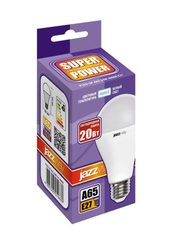 Лампа светодиодная PLED-SP 20Вт A60 4000К нейтр. бел. E27 230В/50Гц JazzWay 5019669A фото 2