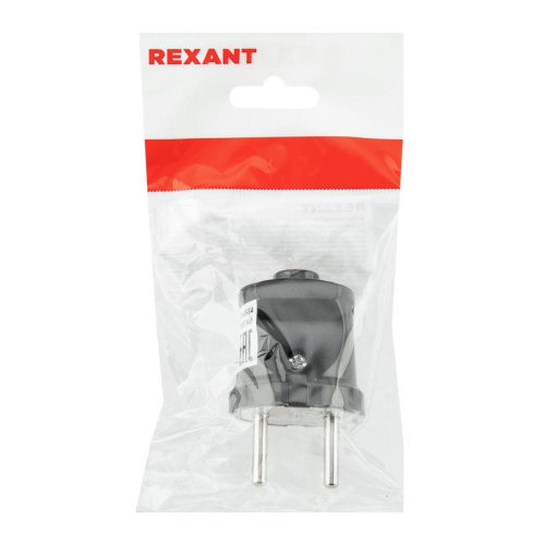 Вилка прямая 6А без заземл. черн. Rexant 11-8934 фото 6