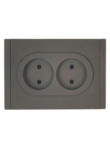 Розетка 2-м СП FORTE&PIANO FP325 10А без заземл. защ. шторки безвинт. крепл. сер. IEK FP-R23-10-1-K03 фото 2