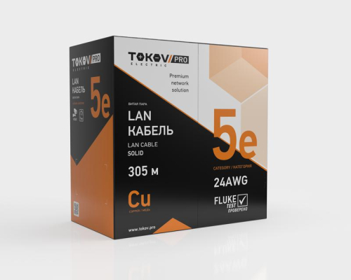 Кабель витая пара U/UTP 4х2х24AWG(0.51мм) кат.5E нг(А)-HF (LSZH) indoor Fluke tested 305м (м) PRO TOKOV ELECTRIC TKP-C06-U42-5E-305-LSZH фото 2 Кабель витая пара U/UTP 4х2х24AWG(0.51мм) кат.5E нг(А)-HF (LSZH) indoor Fluke tested 305м (м) PRO TOKOV ELECTRIC TKP-C06-U42-5E-305-LSZH фото 2