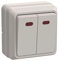 Выключатель 2-кл. ОП Октава 10А IP20 ВС20-2-1-ОКм с индикацией крем. GENERICA EVO21-K33-10-DC