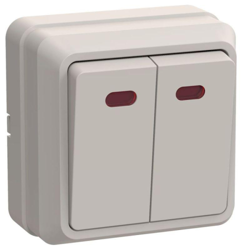 Выключатель 2-кл. ОП Октава 10А IP20 ВС20-2-1-ОКм с индикацией крем. GENERICA EVO21-K33-10-DC