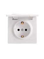 Розетка 1-м ОП LETO с заземл. с крышкой LETO ПБТ бел. LEZARD 752-0200-123B