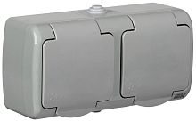 Розетка 2-м ОП AQUATIC РСш22-2-А 16А IP54 с заземл. с крышкой GENERICA ERA22-K03-16-54