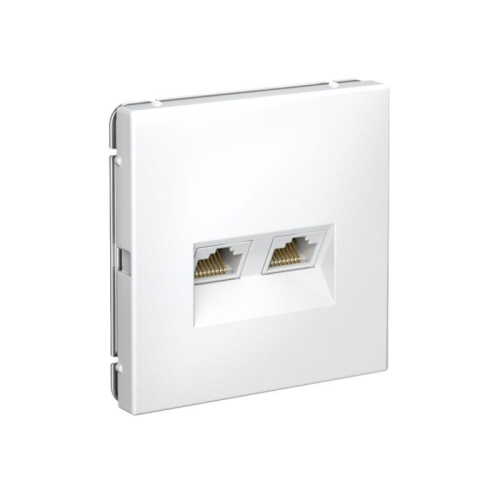 Розетка компьютерная 2-м ArtGallery RJ45 + RJ45 кат.5E механизм бел. SE GAL000185 фото 2
