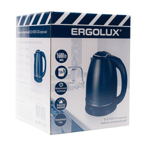 Чайник ELX-KS05-C04 1.8л 220-240В 1600Вт нерж.сталь красн. ПРОМО Ergolux 14926 фото 4 Чайник ELX-KS05-C04 1.8л 220-240В 1600Вт нерж.сталь красн. ПРОМО Ergolux 14926 фото 4