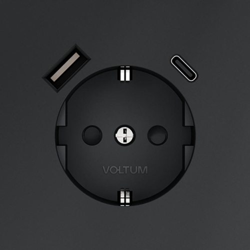 Розетка 1-м СП S70 16А с USB A+С с заземл. защ. шторки механизм графит Voltum VLS040507 фото 2