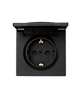 Розетка 1-м ОП LETO с заземл. с крышкой LETO ПБТ черн. бархат LEZARD 752-4200-123B