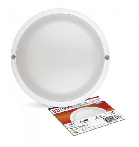 Светильник светодиодный герметичный СПП-КРУГ 12Вт 230В 4000К 960лм IP65 IN HOME 4690612034720 Светильник светодиодный герметичный СПП-КРУГ 12Вт 230В 4000К 960лм IP65 IN HOME 4690612034720