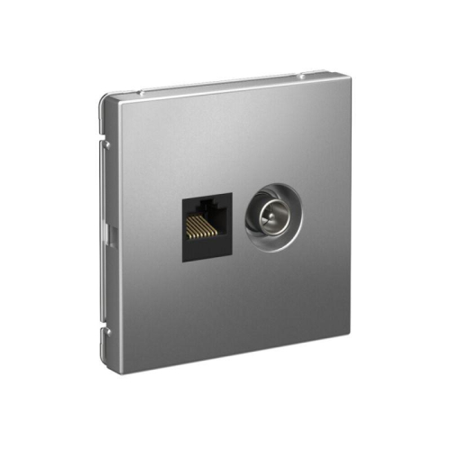 Розетка компьютерная + телевизионная 2-м ArtGallery RJ45 + TV кат.5E сталь SE GAL000989 фото 9