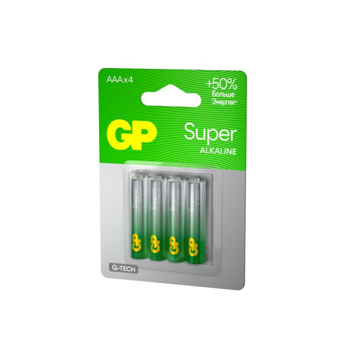 Элемент питания алкалиновый AAA/LR03 1.5В Super Alkaline G-Tech 24AA21-2CRSBC4 40/160 (блист.4шт) GP 1220 фото 3 Элемент питания алкалиновый AAA/LR03 1.5В Super Alkaline G-Tech 24AA21-2CRSBC4 40/160 (блист.4шт) GP 1220 фото 3