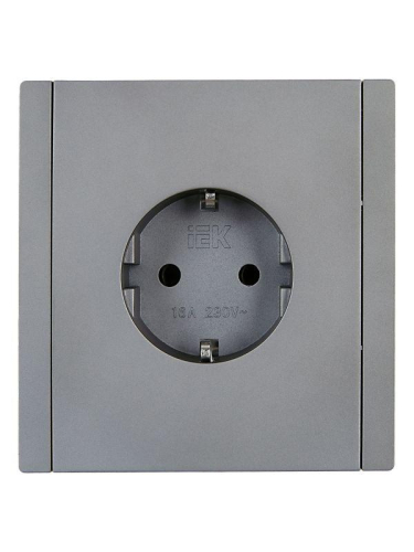Розетка СП FORTE&PIANO FP514 16А с заземл. без защ. шторок безвинт. крепл. сталь IEK FP-R11-16-1-K46 фото 2