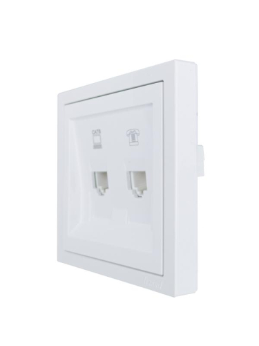 Розетка компьютер+телефон с модулем Cat 6 СП ZIMA бел. LEZARD 704-0288-144 фото 2