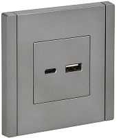 Розетка USB A+C сталь FORTE&PIANO 18Вт FP551 IEK FP-U22-018-K46