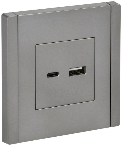 Розетка USB A+C сталь FORTE&PIANO 18Вт FP551 IEK FP-U22-018-K46 Розетка USB A+C сталь FORTE&PIANO 18Вт FP551 IEK FP-U22-018-K46