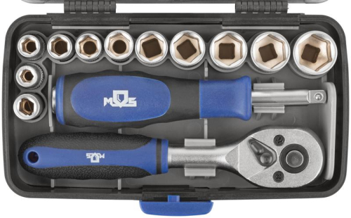 Мини-набор инструмента (биты; головки; вороток; удлинитель) 38шт пластиковый кейс MOS 65000М фото 10