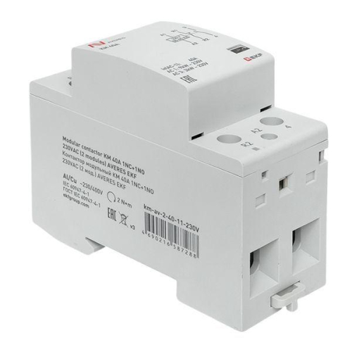 Контактор модульный КМ 40А 1NC+1NO 230В AC (2 мод.) AVERES EKF km-av-2-40-11-230V фото 9 Контактор модульный КМ 40А 1NC+1NO 230В AC (2 мод.) AVERES EKF km-av-2-40-11-230V фото 9