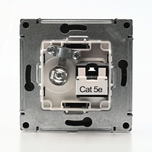 Розетка компьютерная + телевизионная 2-м ArtGallery RJ45 + TV кат.5E сталь SE GAL000989 фото 3