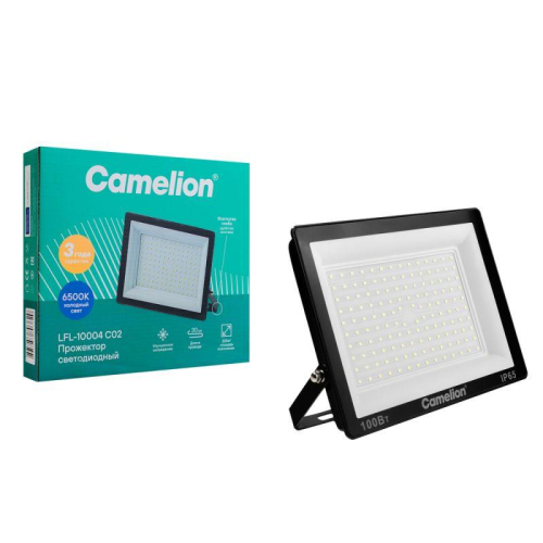 Прожектор светодиодный LFL-10004 C02 LED SMD 100Вт IP65 6500К 10000лм 230В 245х233.5Х31 черн. Camelion 16333 фото 5 Прожектор светодиодный LFL-10004 C02 LED SMD 100Вт IP65 6500К 10000лм 230В 245х233.5Х31 черн. Camelion 16333 фото 5
