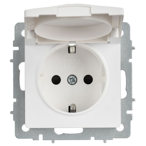 Розетка BRITE РСбш10-3-БрАБ 16А IP20 с заземл. защ. шторки с крышкой механизм арктич. бел. IEK BR-R16-16-K91 фото 3