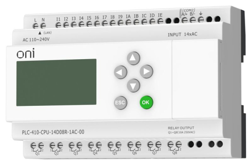 Модуль ЦПУ ПЛК 410 14 DI 8 RO 220В AC с Ethernet портом с экраном ONI PLC-410-CPU-14D08R-1AC-00 фото 3 Модуль ЦПУ ПЛК 410 14 DI 8 RO 220В AC с Ethernet портом с экраном ONI PLC-410-CPU-14D08R-1AC-00 фото 3