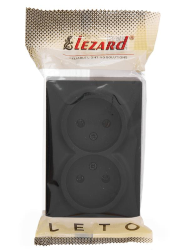 Розетка 2-м ОП LETO без заземл. закрытый корпус ПБТ черн. бархат LEZARD 752-4200-128B фото 2 Розетка 2-м ОП LETO без заземл. закрытый корпус ПБТ черн. бархат LEZARD 752-4200-128B фото 2