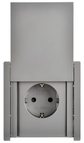 Розетка СП FORTE&PIANO 16А IP44 FP521 с заземл. защ. шторки с крышкой винт. крепл. сталь IEK FP-R16-16-44-K46 фото 2