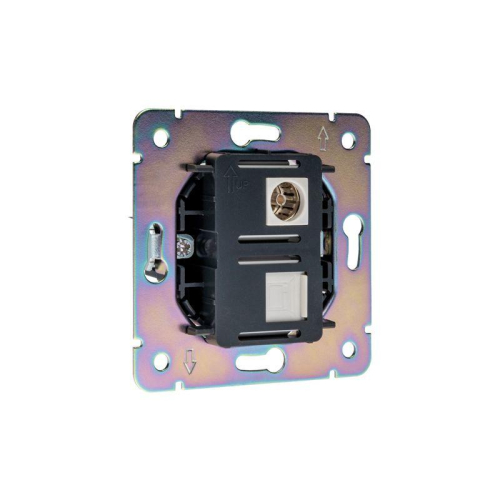 Розетка компьютерная + телевизионная СП ROUND MIELE RJ45 кат6 + TV перламутр Kranz KR-78-0722-1 фото 6