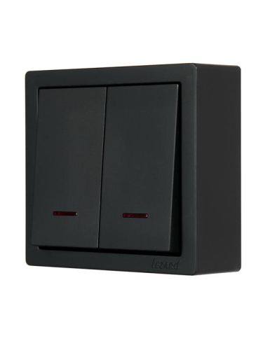 Выключатель 2-кл. ОП LETO с индикацией черн. бархат LEZARD 752-4200-112 фото 4