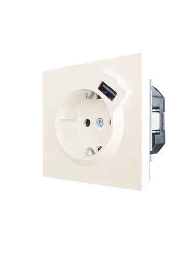 Розетка 1-мест. с/з+USB разъем СП ZIMA IP20 слон. кость LEZARD 704-9088-181 фото 3 Розетка 1-мест. с/з+USB разъем СП ZIMA IP20 слон. кость LEZARD 704-9088-181 фото 3