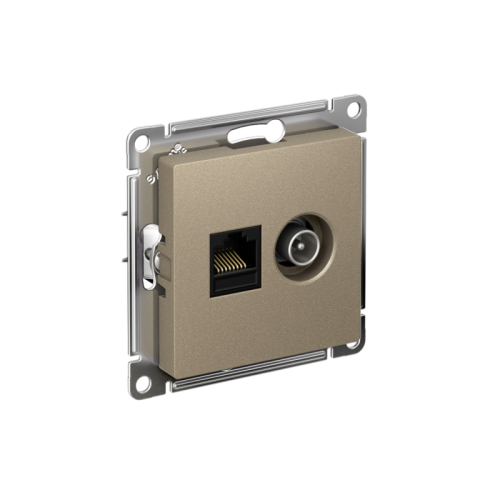 Розетка компьютерная + телевизионная 2-м СП AtlasDesign RJ45 кат.5E + TV механизм шампань SE ATN000589 Розетка компьютерная + телевизионная 2-м СП AtlasDesign RJ45 кат.5E + TV механизм шампань SE ATN000589