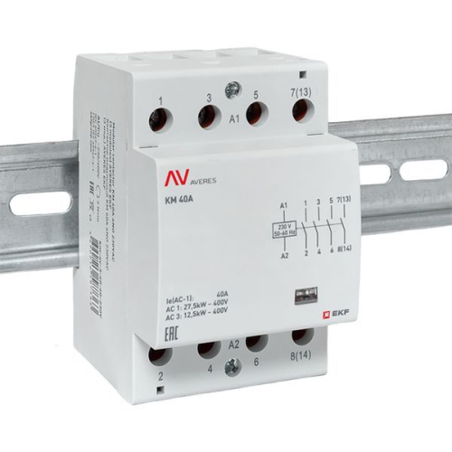 Контактор модульный КМ 40А 4NO 230В AC (3 мод.) AVERES EKF km-av-3-40-40-230V фото 2