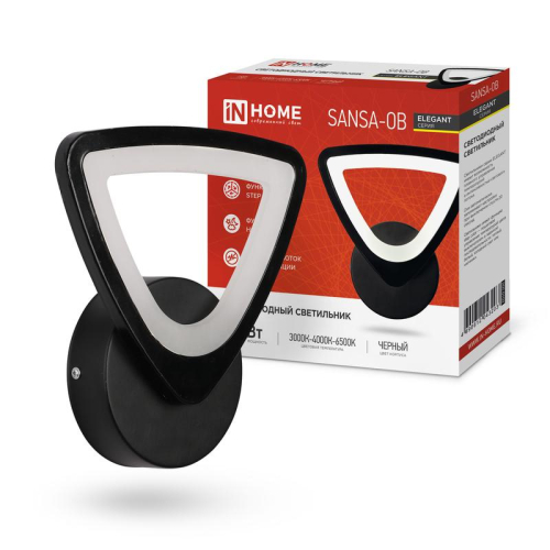 Светильник светодиодный ELEGANT SANSAR-B 15Вт 3000-6500К 1050лм 230В STEP COLOR черн. IN HOME 4690612043203