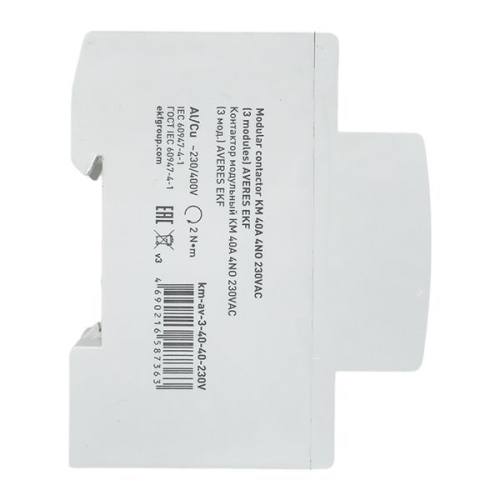 Контактор модульный КМ 40А 4NO 230В AC (3 мод.) AVERES EKF km-av-3-40-40-230V фото 4