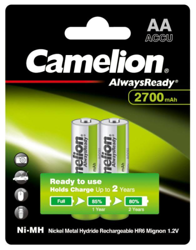 Аккумулятор Always Ready AA-2700mAh Ni-Mh BL-2 NH-AA2700BP2 1.2В Camelion 15036 фото 2