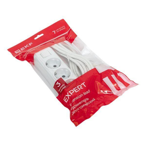 Удлинитель 3х3м с заземл. 16А IP20 Эксперт 3.0кВт с выкл. ПВС 3х1 PROxima EKF UBA16-310-3-03i фото 5