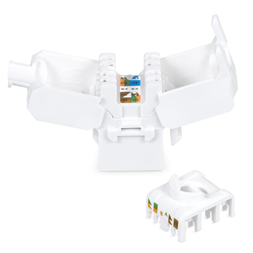Вставка Keystone Jack RJ45 (8P8C) кат.6A KJ-RJ45-Cat.6A-180-Toolless 180град. без инструмента Toolless бел. Cabeus 7964c фото 3